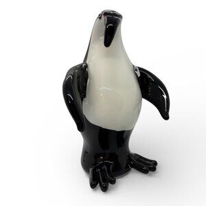 Black and White Art Glass Penguin Figurine